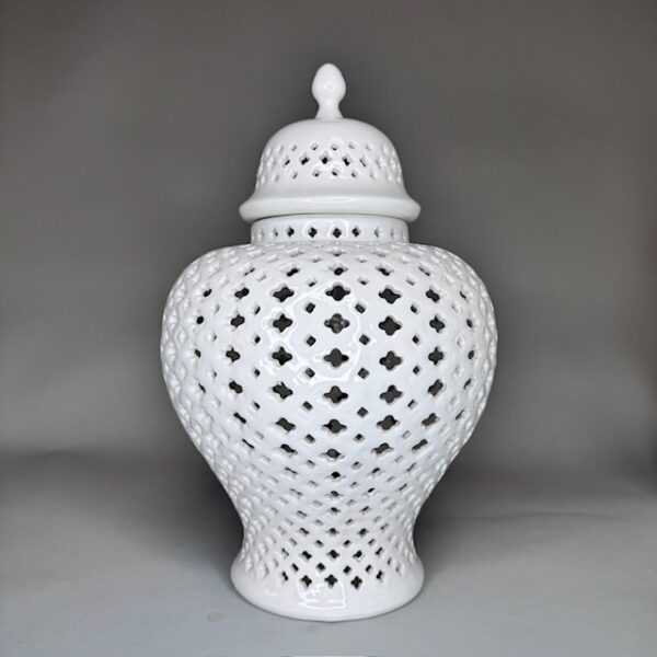 Keramikinė vaza su dangčiu balta 2447
