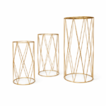 Auksinis apvalus tuščiaviduris stovas su veidrodžiu Didelis 4322/23