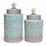 Keramikinė vaza su dangčiu turkio spalvos d