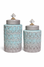 Keramikinė vaza su dangčiu turkio spalvos m