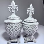 Keramikinė vaza su dangčiu pilka m